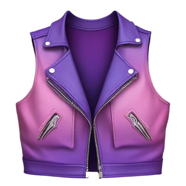 Realistic isolated pastel pink ,royal purple,magenta and pastel purple ombre crop top zippered leather vest. sticker