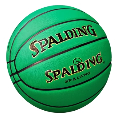 minimalist green Spalding basketball with simple NBA logo, few colorful accent lines, clean design sticker