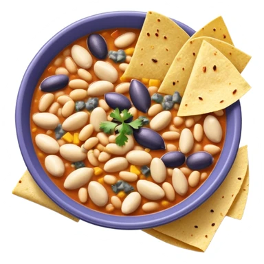 White bean chicken chili with blue chips sticker