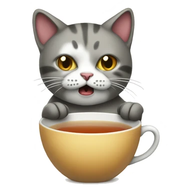SICK CAT with a cup of tea sticker
