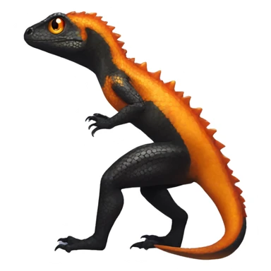 Black Shiny Lizard-Reptile-Raptor-Fakémon with Orange belly Full Body sticker