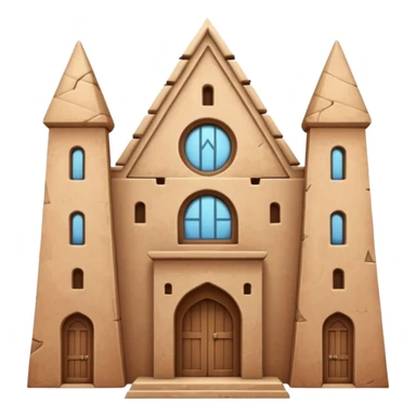 large ancient adobe building, front view, tall uneven towers, textured adobe walls, triangular window patterns, focus on scale and authentic architectural details, no central door, no sky or sunset sticker