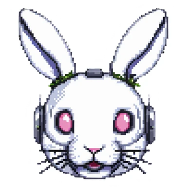 happy futuristic rabbit robot face, only the face sticker