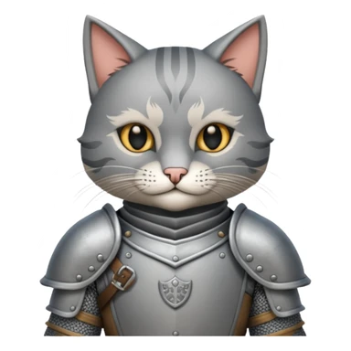 Crea un gato atigrado con armadura medieval sticker