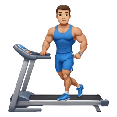 brunette male bodybuilder blue shorts treadmill sticker