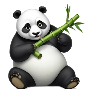 Morbidly obese panda eating bamboo sticker