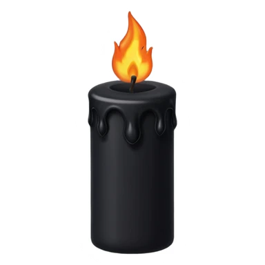 Black wax candle with eerie flame, minimalist gothic iOS emoji sticker