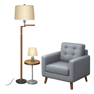 isometric corner of hotel room with floor lamp and modern armchair sticker