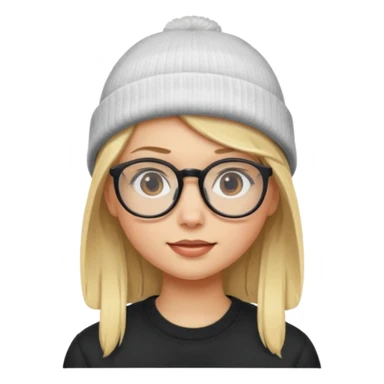 Blonde girl wearing glasses and beanie sticker