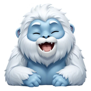 Cinematic Cute Yawning Yeti Portrait Emoji, with a charming, fluffy, snow-dusted figure in gentle whites and cool blues, head tilting back in a wide, endearing yawn with softly closed, peaceful eyes and a content little smile, simplified yet irresistibly adorable, highly detailed with a soft, frosty glow and outline capturing the serene slumber of a yeti! sticker