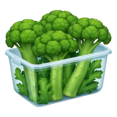 broccolis in plastic container sticker