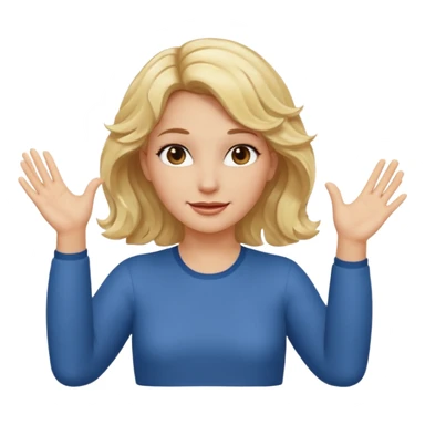 Not guilty hands up palms facing forward smirk girl wavy blonde hair  sticker