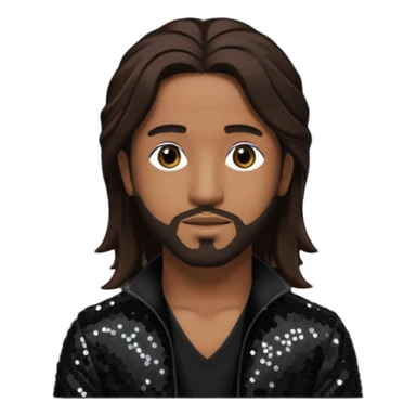 Omarion from B2K with long dark brown hair, black sequin outfit sticker
