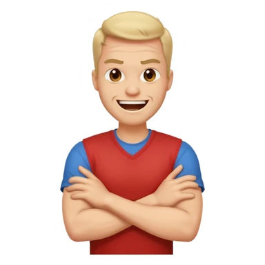 arms crossed around neck angry laughing guy sticker