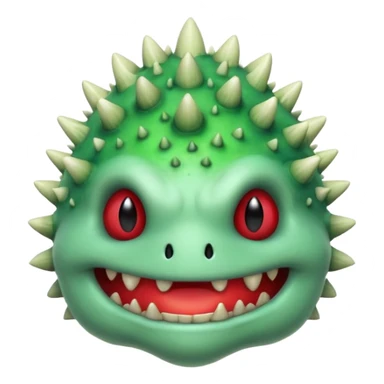 poisonous mushroom monster portrait, head and shoulders only, toxic green glow, scary grin, spiky mushroom head, 3D cartoon, mobile game icon style, clean background, no text, no watermark

 sticker