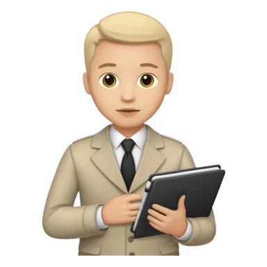 male corrupt reporter holding his notebook sticker