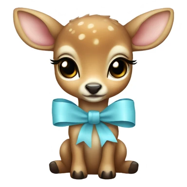 Baby deer with a light blue bow sticker