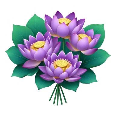 bouquet Purple Lotus,stem, Lotus leaf sticker
