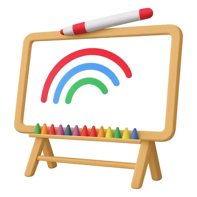 Remove the hand from the whiteboard with colorful markers, keep the board and drawing, in emoji style, with no background. sticker