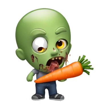 a zombie eating a carrot sticker