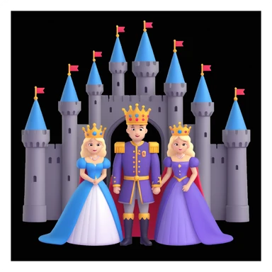 king and queen posing, castle background sticker