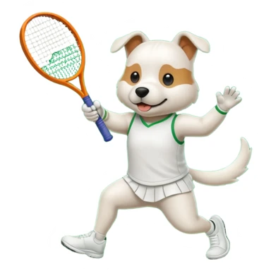 Un chien qui joue au tennis  sticker