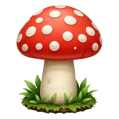 create a mushroom centred emoji, with a representation of the system behind it - an idea of being connected to a regenerative system and growth. Make the mushroom red and white sticker