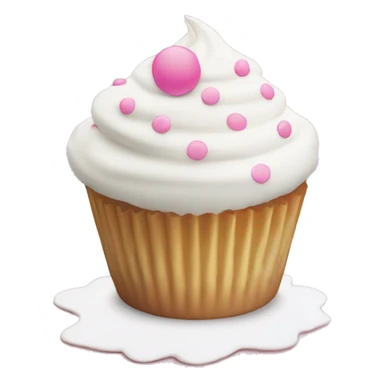 white frosted cupcake with pink polka dot cup liner sticker
