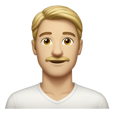 A 21-year-old male with fair skin, a mustache without a beard, and smooth hair. sticker