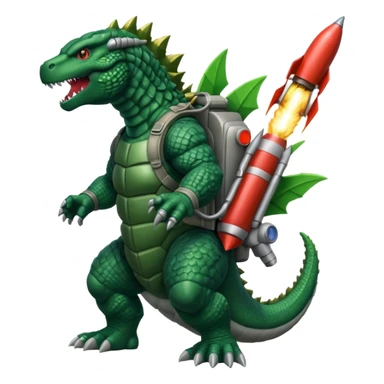 Godzilla flying a rocket pack sticker