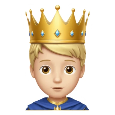 Royal Kid boy with fancy crown head 3d only face half rotate sticker