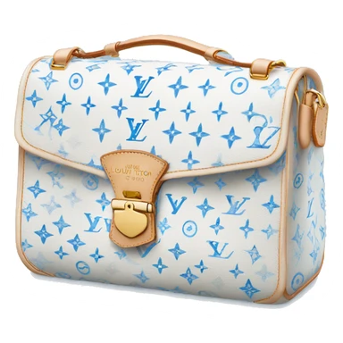 White Designer Louis Vuitton bag with baby blue monogram  sticker