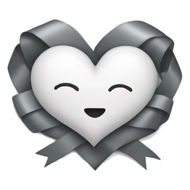 It is decorated with a white heart and a gray ribbon. sticker