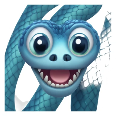 Blue snake with fangs and big eyes sticker