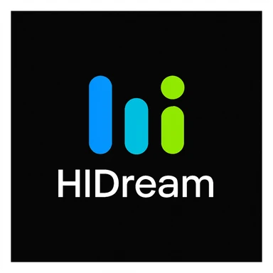 create high dream logo like this with text "HIDream", black background  sticker