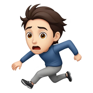 Person running away in fear, glancing back over shoulder with terrified expression sticker