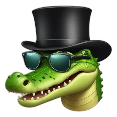 Crocodile with top hat and sunglasses and gloves sticker