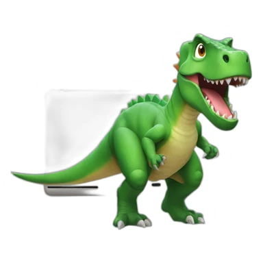 Dinosaur with lizard playing Nintendo switch sticker