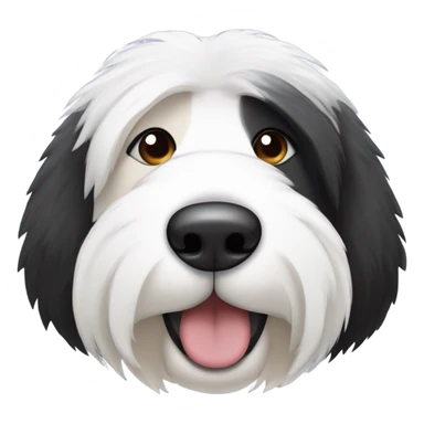Half white half black old English sheepdog face where left half is white. EYE SECTION OF FACE SHOULD BE HALF AND HALF DOWN THE MIDDLE sticker
