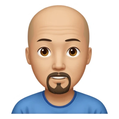 chineese man with a bald head and ponytail coming out in the middle sticker