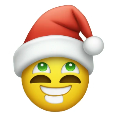 Smile face with Christmas hat and christmas trees for eyes sticker