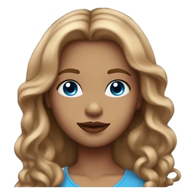 girl with light brown hair and strands of light in the front, beautiful with red lips and blue eyes sticker