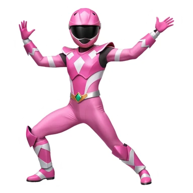 Pink Power Ranger striking a dance move sticker