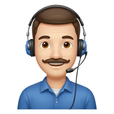 receptionist face fat mustached guy with headpset sticker