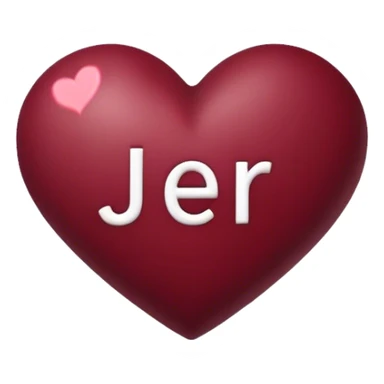 Burgundy heart with the letters Jer in the middle  sticker