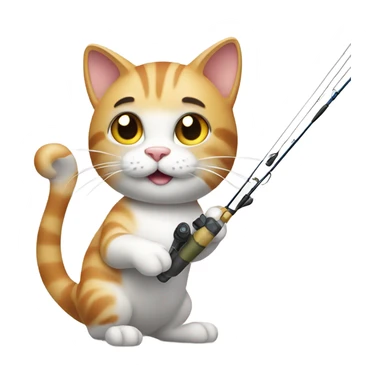 a fishing rod for a cat sticker