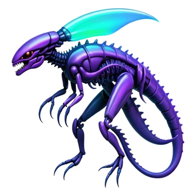 A colorful shiny futuristic neon-glowing iridescent bioluminescent xenomorph-genesect-miraidon-hybrid sticker