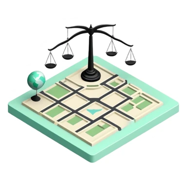 Collectivités Territoriales (Local Authorities), 3D technical icon with black and mint green (#B5F4D3), territorial jurisdiction diagram with administrative boundaries and governance structure sticker