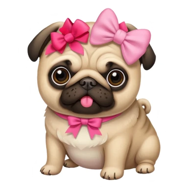 Pug with a pink bow sticker