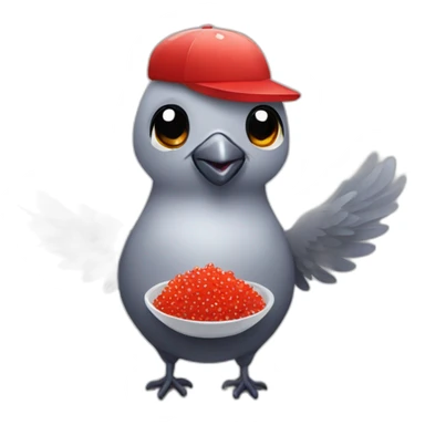 pidgeon holding red caviar in hand sticker